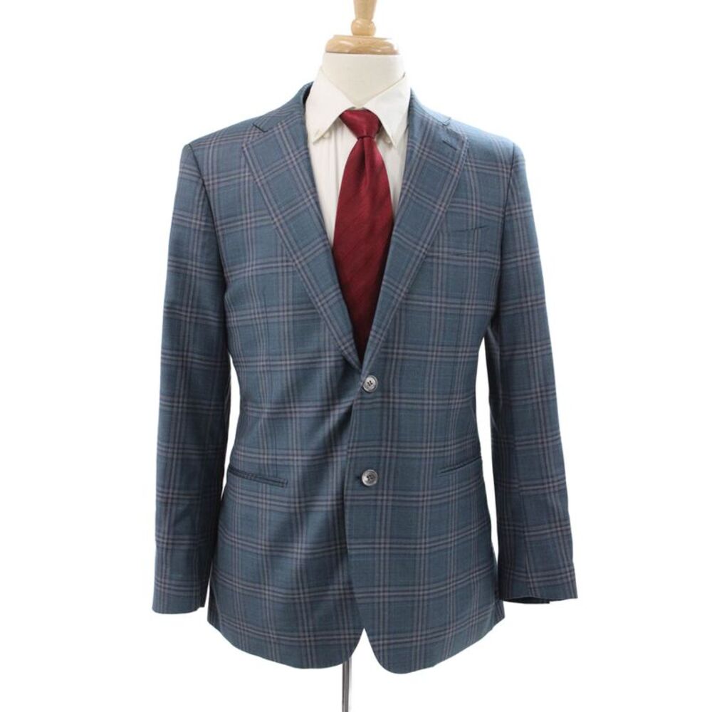 Cardinal of Canada Mens Blue Wool Plaid Sport Coat 2 Piece Button Size 40